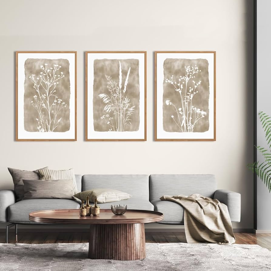 Amazon.com: ANHUIB Extra Large Beige Floral Wall Art 24x36